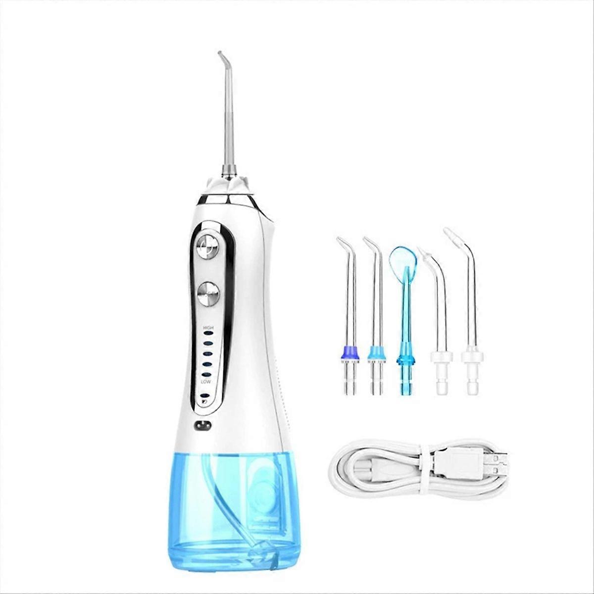 Munddusche Mit 5 Modi, Usb-aufladbar, 300 Ml Tragbarer Wasserstrahl, Zahnreiniger