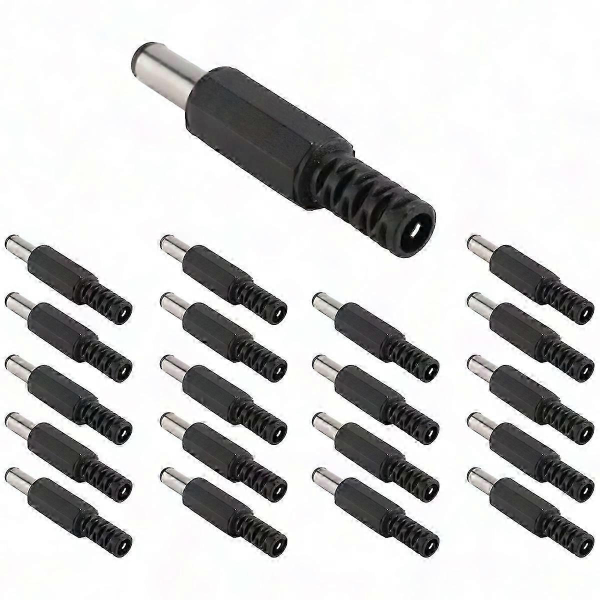 20 Stück Dc 5,5 X 2,5 Mm Stecker, Schwarzer Netzsteckeradapter Für Elektronische Geräte