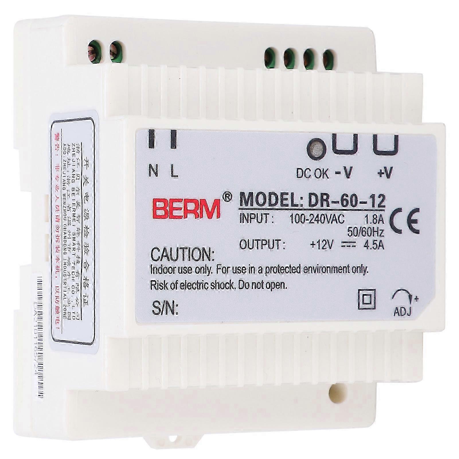 Berm Dr6012 Dinrail-netzteil, Eingangsspannung 100-240vac, Einphasiger Industrieausgang, Stabiles Gerät Für Schaltschränke, Kompaktes Netzteil.
