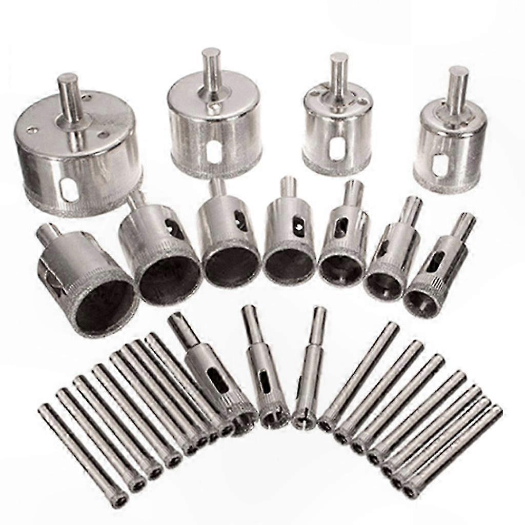Set Mit 30 Lochsägenbohrern Und Bohrschablone Für Fliesen, Marmor, Keramik Und Glas