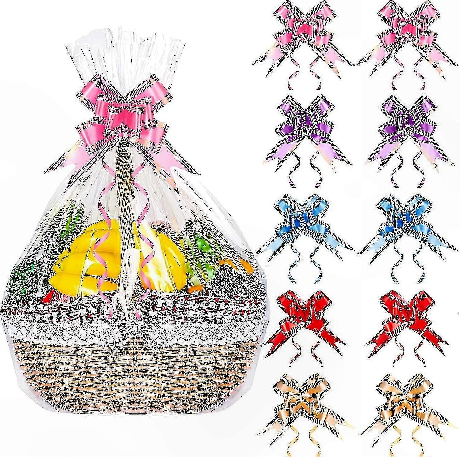Transparente Cellophantüten Mit Kordelzug Für Geschenkkörbe, 10er-packung, Eine Klare Und Praktische Verpackungslösung.