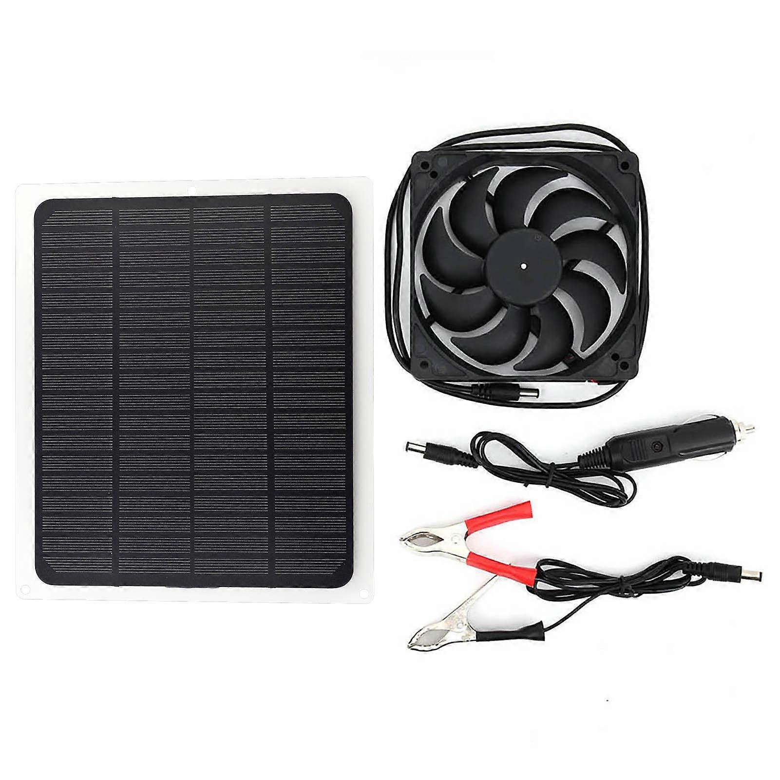 12v 10w Solarpanel Mit Usb-ausgang, Akkuladegerät Und Abluftventilator Für Haustiere – Komplettset