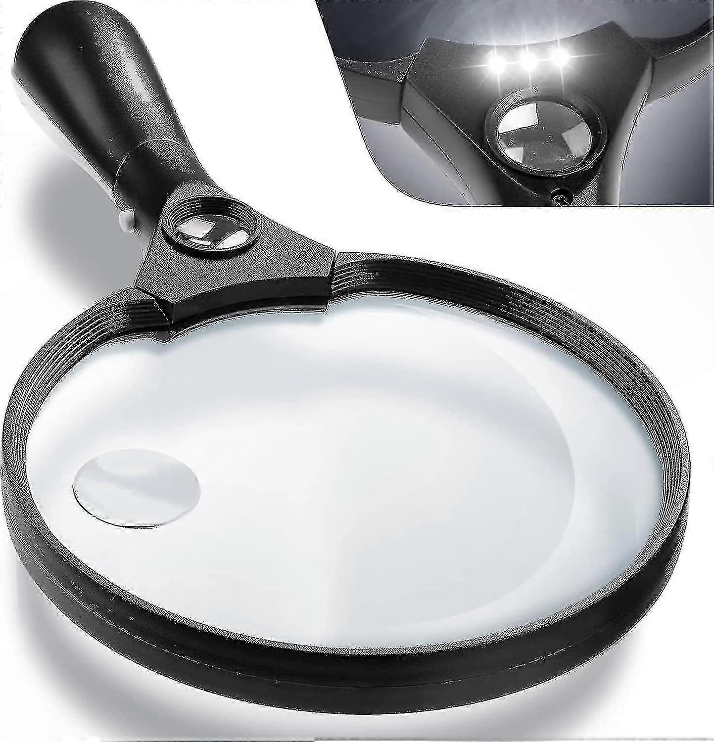 2x, 4x, 25x Led-lupe Mit Bruchsicherem Glas – Tragbare Lese- Und Inspektionslupe, Einstellbarer Zoom, Integrierte Beleuchtung