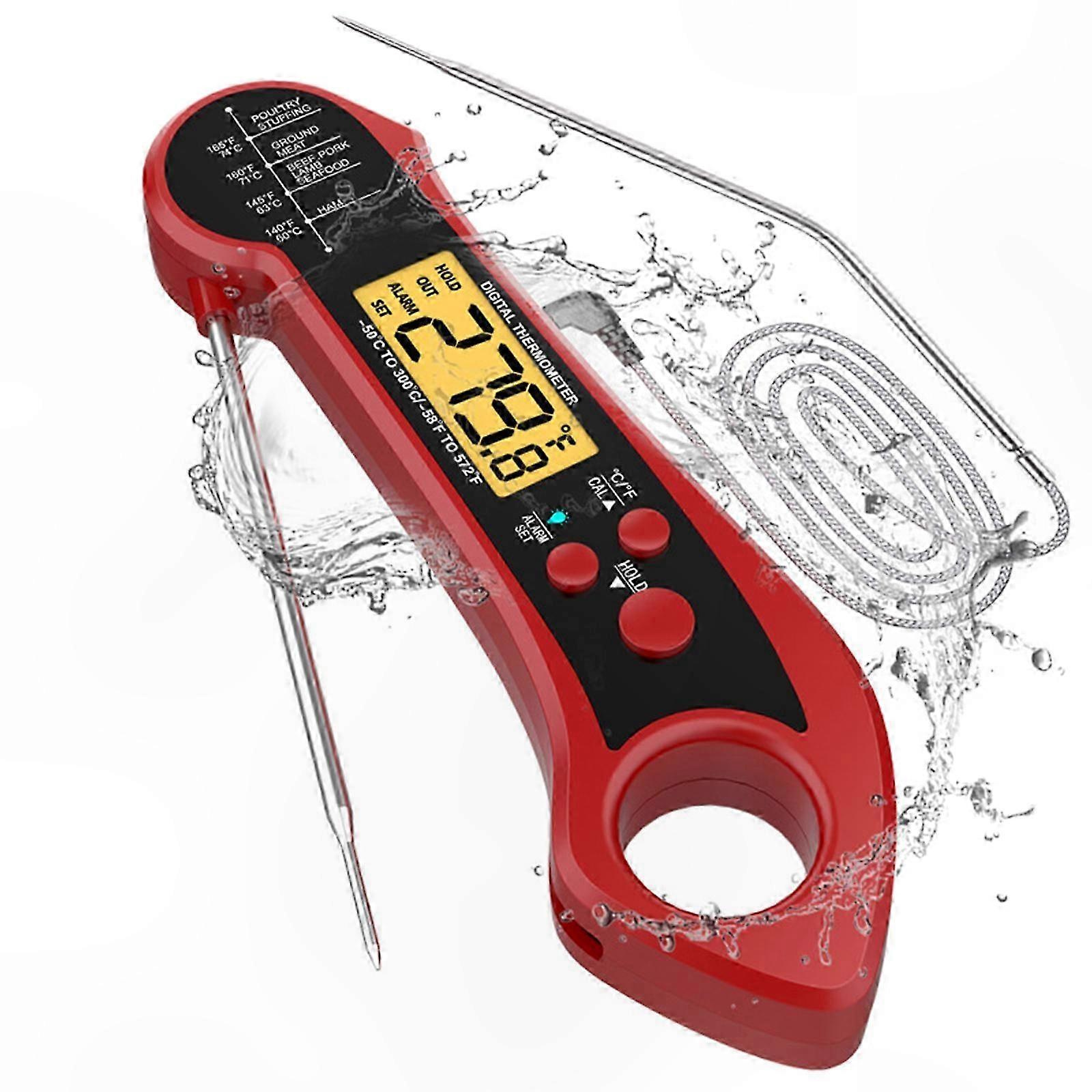 Hochpräzises, Faltbares Digitales Lebensmittelthermometer Mit Zwei Sonden Für Den Küchengebrauch Wasserdicht Mit Akustischem Alarm.