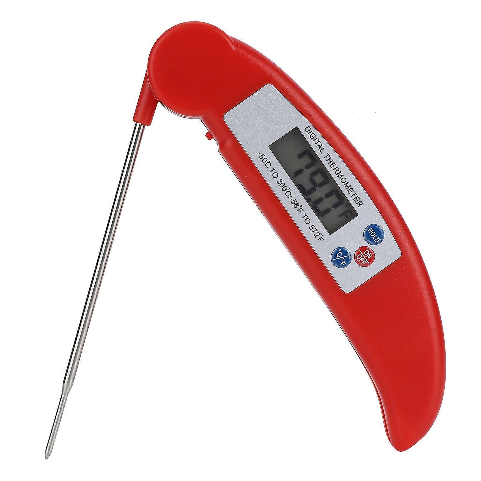Rotes, Faltbares Lebensmittelthermometer, Tragbare, Hochpräzise Lcd-digitalsonde Zum Kochen, Sofortige Temperaturmessung, Kompaktes Kochinstrument