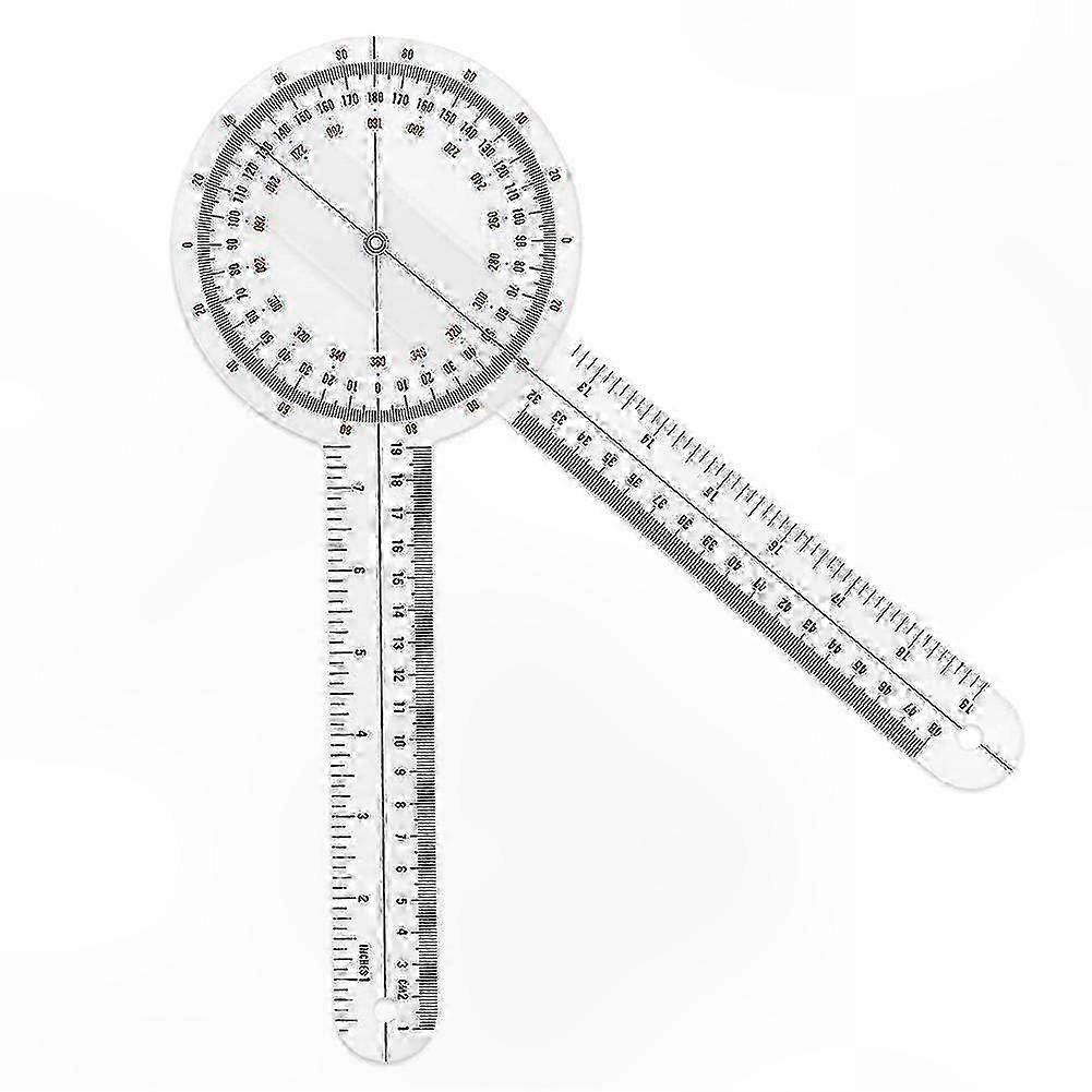 12-zoll-orthopädie-goniometer Aus Transparentem Kunststoff, 360°-winkelmessgerät Zur Beurteilung Von Wirbelsäule Und Gelenken