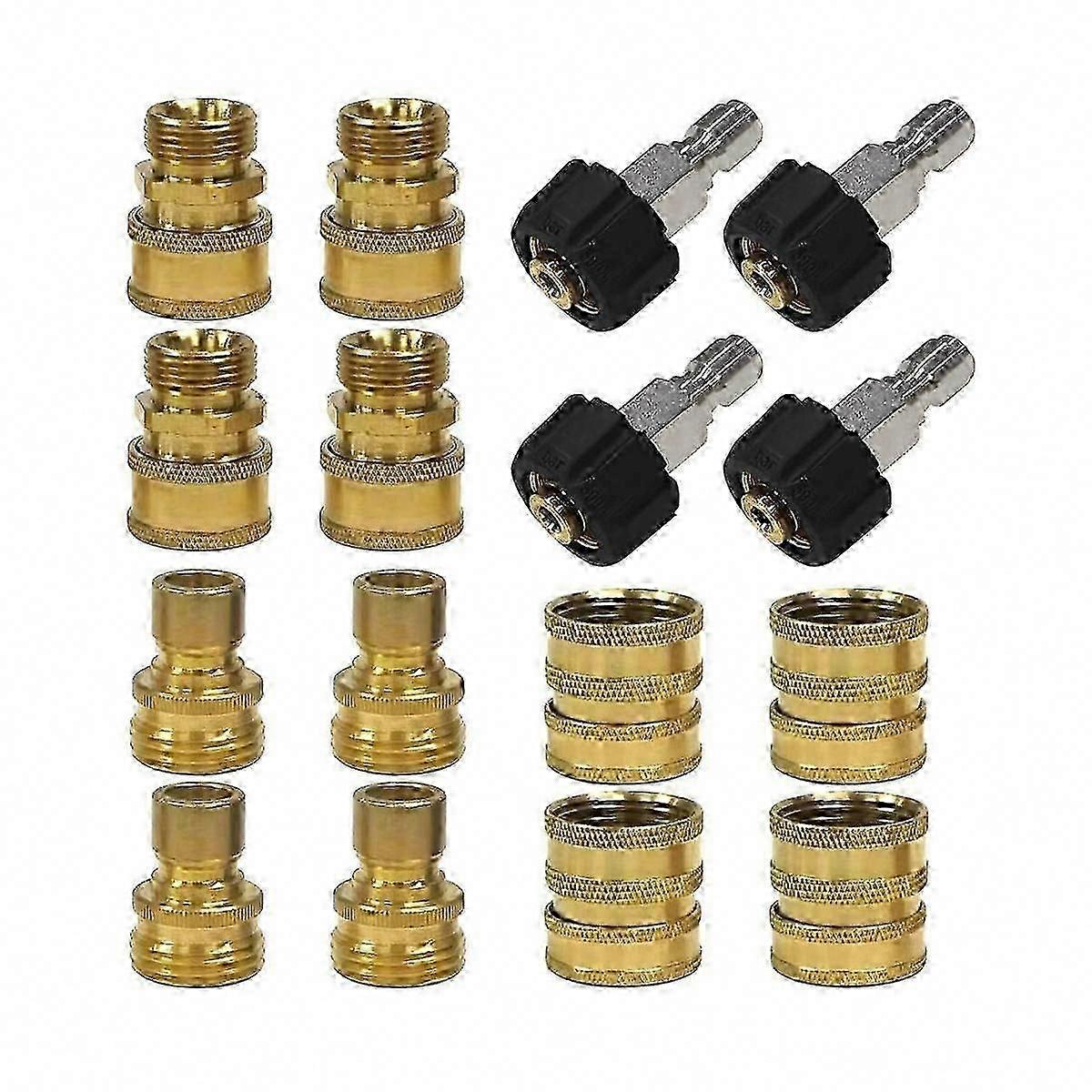 Hochdruckreiniger-adapterset, 16-teilig, Schnellkupplungsset M22-drehgelenk Auf 3/8-zoll-anschluss, 3/4-zoll-anschlüsse