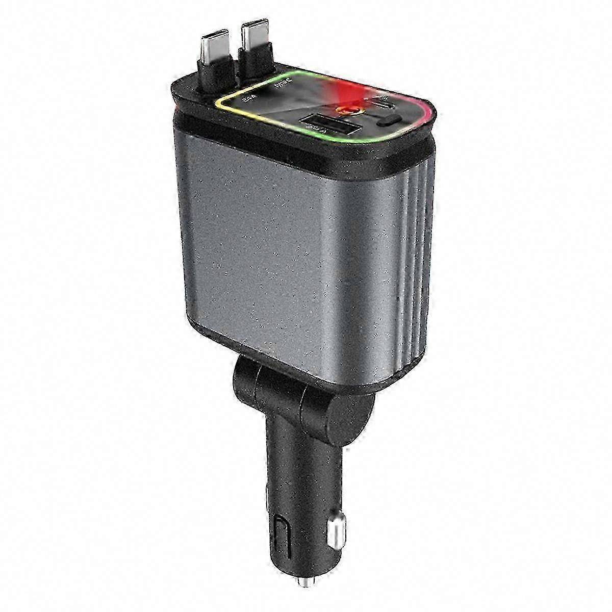4-in-1-autoladegerät Mit Einziehbarem Kabel Und Schnellem Usb-kabel Für Handys Und Andere Geräte