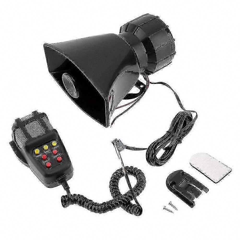 12v 100w Universal-alarmsirene Für Motorrad Und Auto, 7-farbiges Polizeihorn, Leistungsstarker Lautsprecher, Schwarz
