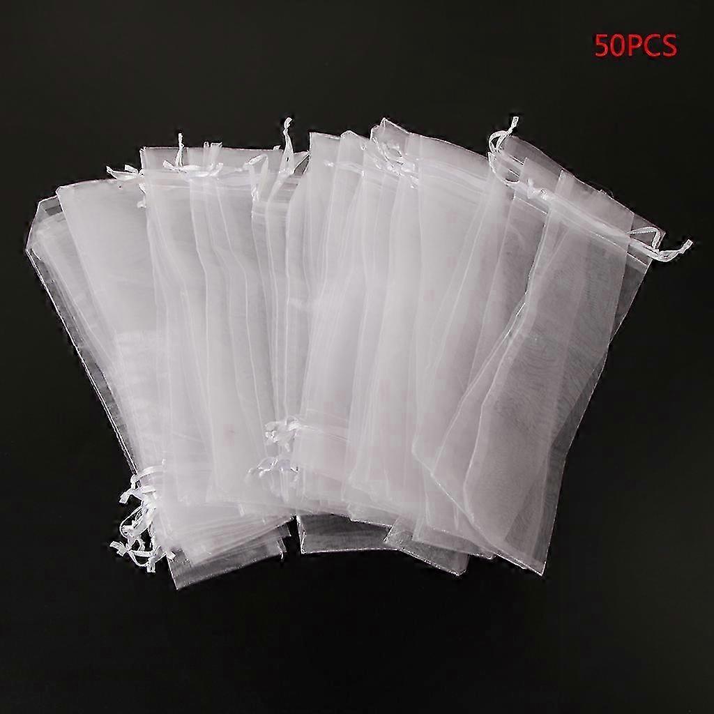 50 Weiße Organza-geschenktüten Mit Fächerform Und Kordelzug Für Hochzeiten Und Partys