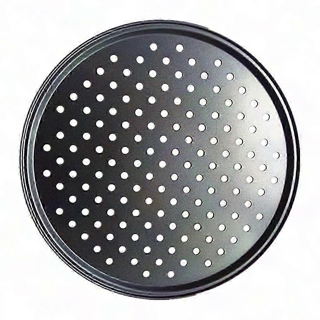 Schwarze, Antihaftbeschichtete Pizzapfanne Aus Kohlenstoffstahl (32 Cm) Mit Löchern – Auch In Den Größen 9, 10, 11 Und 12 Zoll Erhältlich Vielseitiges Backblech Und Kochgeschirr
