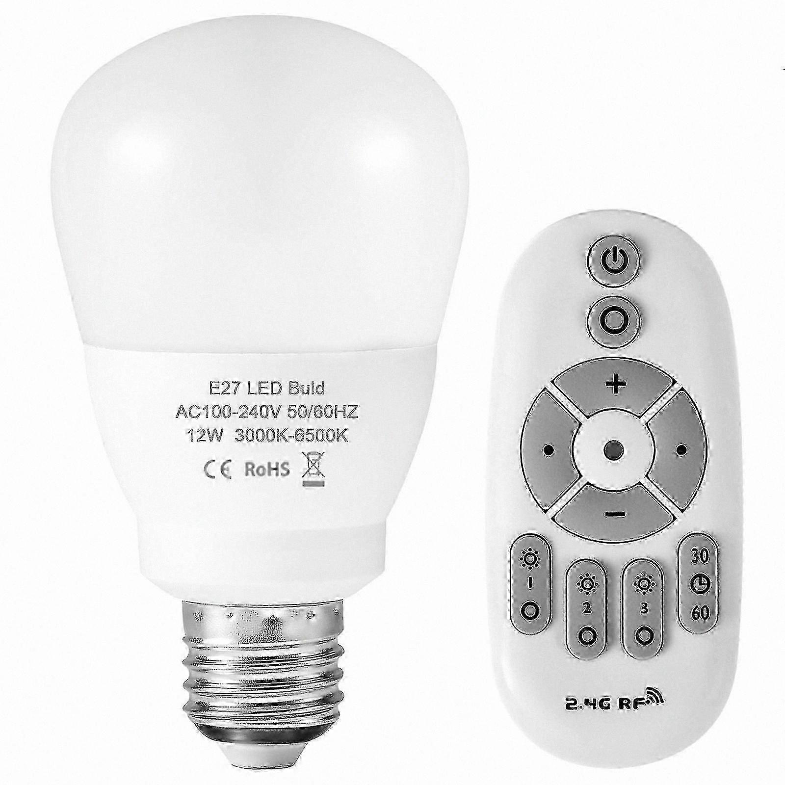 Dimmbare E27-led-lampe (6 W/9 W/12 W), Kabelloser Rf-dimmer (85–265 V), Intelligente Beleuchtung Mit Fernbedienung, Energieeffiziente Beleuchtungslösung Für Ihr Zuhause