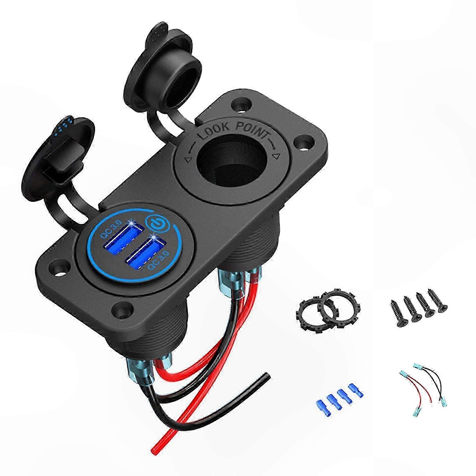 3-port-kfz-ladegerät Mit Zigarettenanzünderbuchse, Qc 3.0-adapter Und Zwei Schnellen Usb-anschlüssen Für Gps/kamera/smartphone
