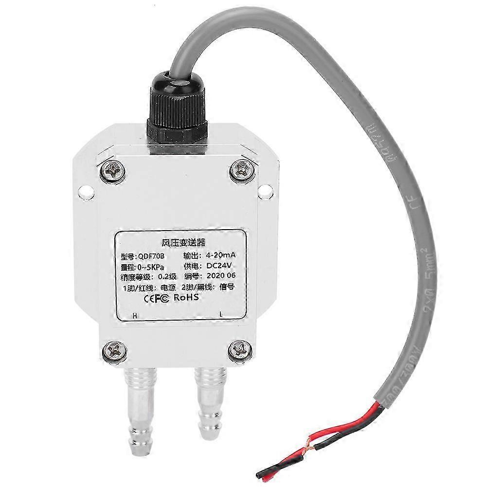 Silberner Winddrucktransmitter, Hochpräzise Elektronische Komponente, 4-20ma Ausgang, Dc24v Stromversorgung, 0,5kpa Messbereich, Zuverlässiger Mikrosensor.