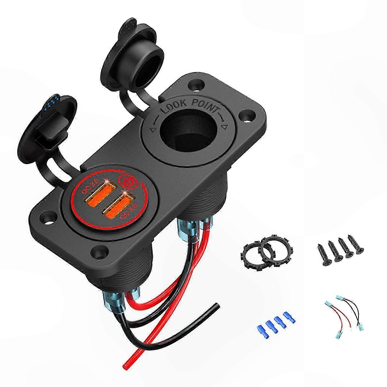 3-port-kfz-ladegerät, Qc 3.0 Schnellladeadapter Mit Zwei Usb-anschlüssen Für Gps, Kamera Und Smartphone