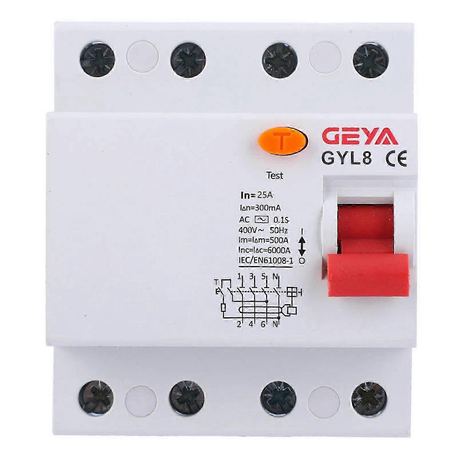 Gyl8 4p 25a 300ma Fehlerstromschutzschalter, Fehlerstromschutzschalter, 400vac 50/60hz, Ip20, Modularer Automatischer Schalter, Elektrische Sicherheitsvorrichtung Für Schalttafeln, Vierpoliger Leistun