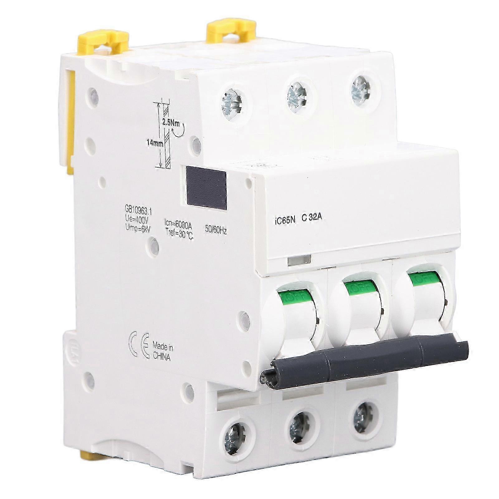 Modularer Leistungsschalter 32a Ic65n C32, 3-polig, 400v, Din-schiene, Überlast- Und Kurzschlussschutz, Niederspannungsschalter