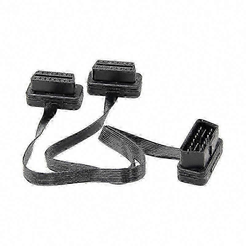 Obd2 16-pin-verlängerungskabel (weiblich Auf Männlich), Y-splitter Mit Doppelstecker, Flach Und Dünn Für Die Kfz-diagnose