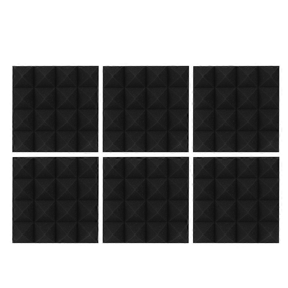 6 Schwarze, Schallabsorbierende Akustikschaumstoffplatten, Pyramidenform, 30 X 30 X 2,5 Cm, Studio-akustiktechnik, Echoreduzierung, Schalldämmung Für Heimstudios