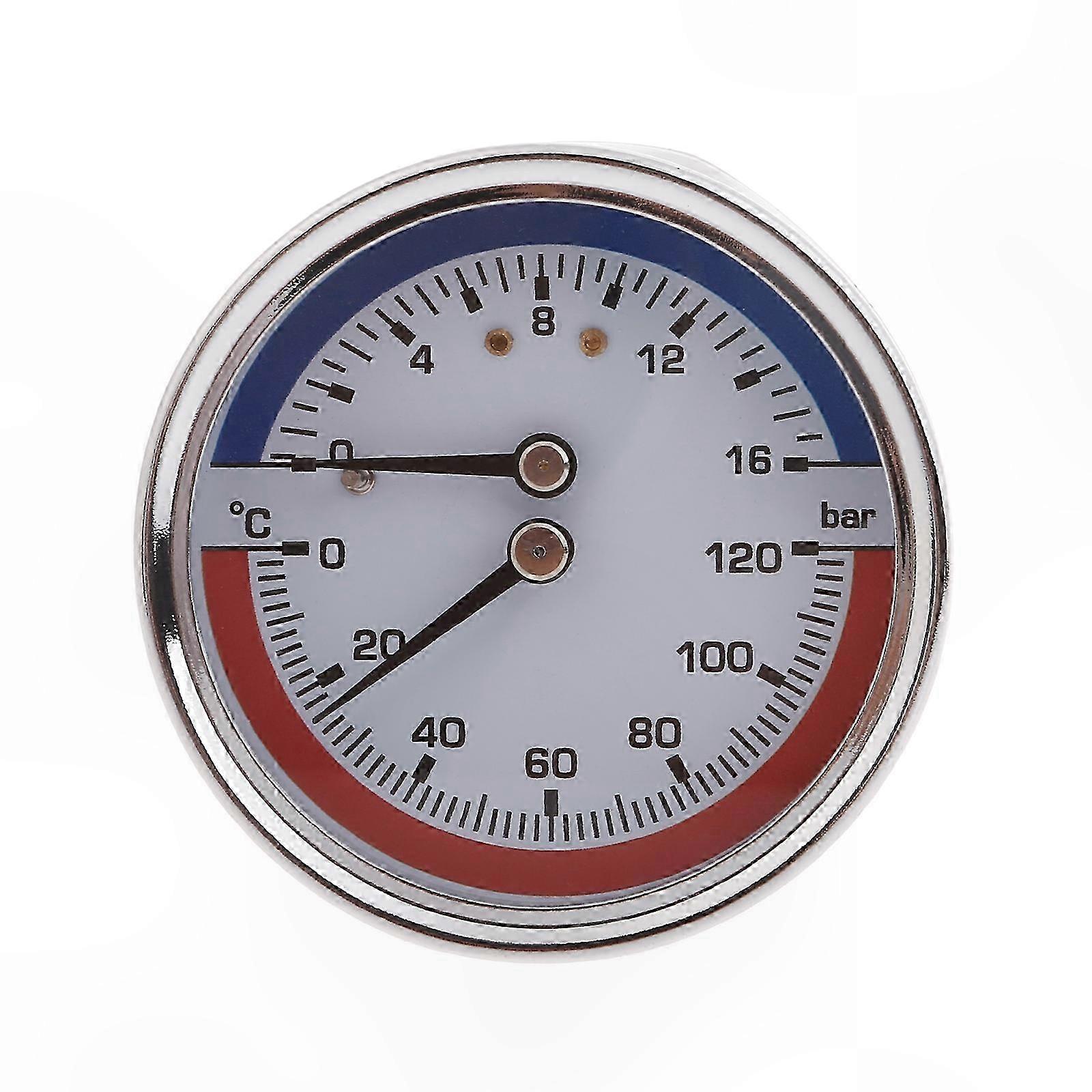 Metallisches Manometer-thermometer Für Fußbodenheizung, 0-120°c, 0-16bar, Manometer Mit Doppelskala Zur Kesselüberwachung, Lösung Zur Temperatur- Und Druckregelung.