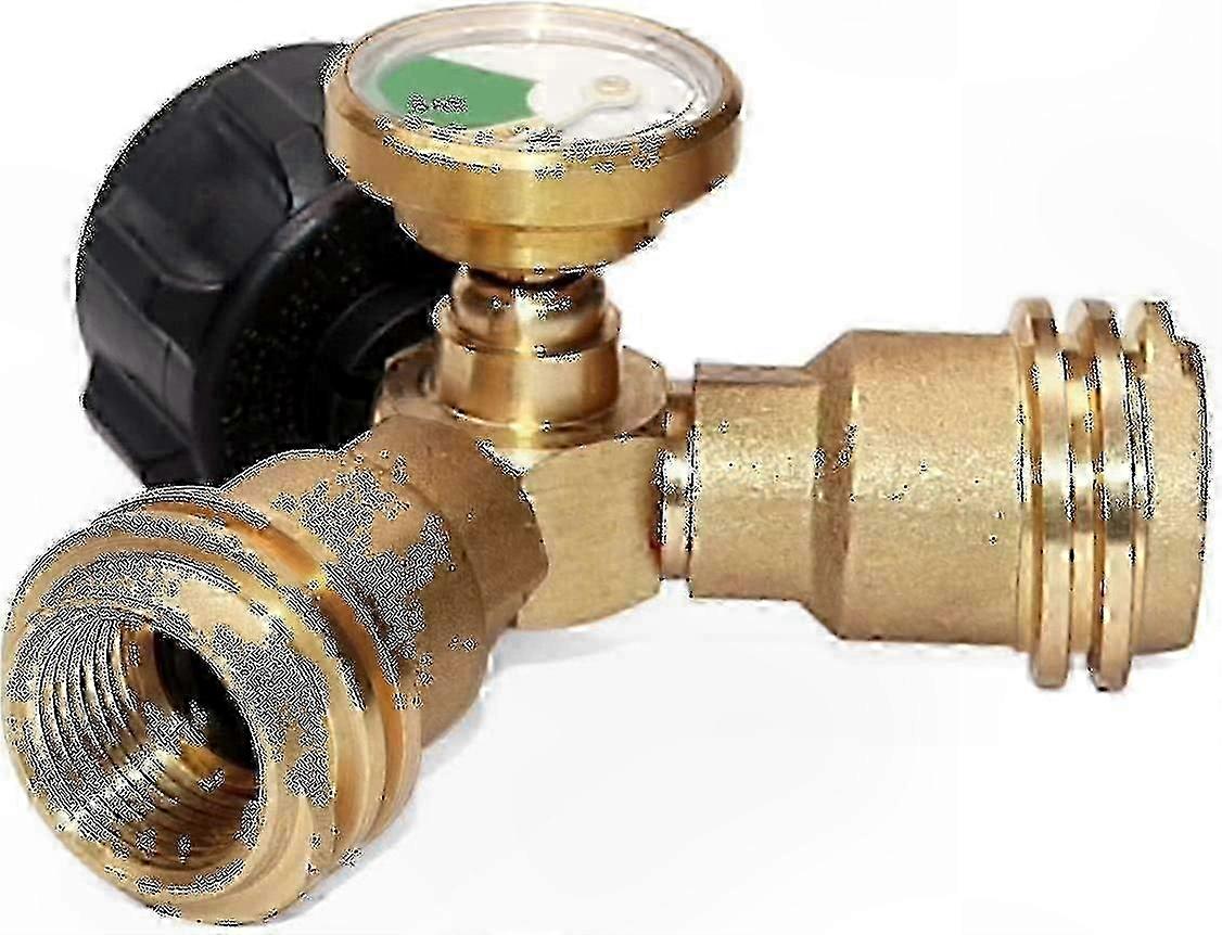 Propanregler Mit Manometer, 2-wege-y-adapter Für Gasflaschen, Lpg-t-stück Für Doppelanschluss, Grill- Und Campingausrüstung