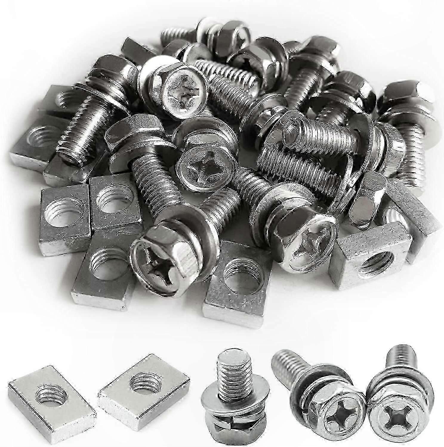 Satz Mit 15 M6-vierkantschrauben Und -muttern Aus Edelstahl Für Motorradbatteriepole, Kompatibel Mit Atvs, Rollern Und Mopeds.