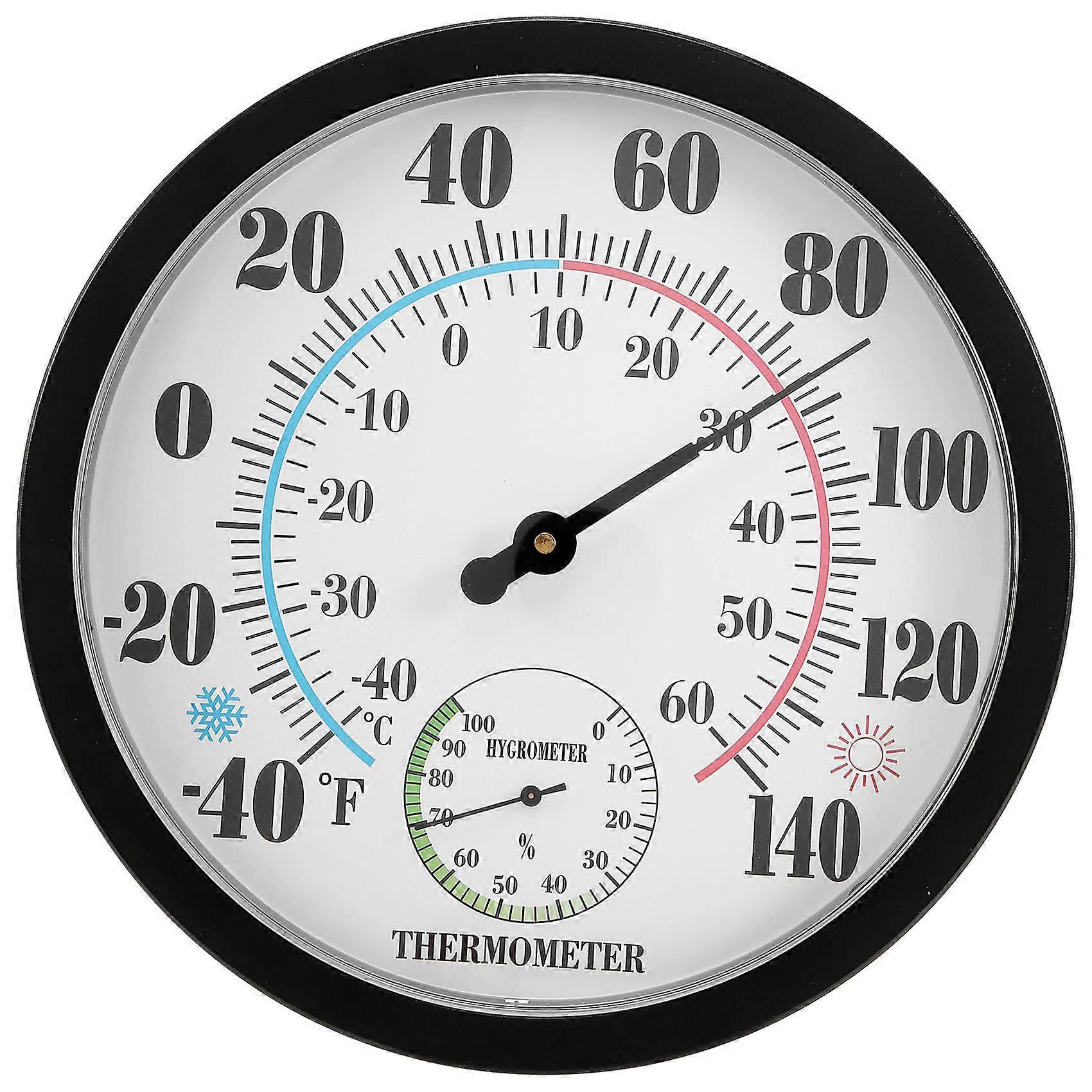 Innen-/außenthermometer-hygrometer Für Garten, Wand Oder Terrasse, Große Ausführung, 10 Zoll Durchmesser (schwarz)