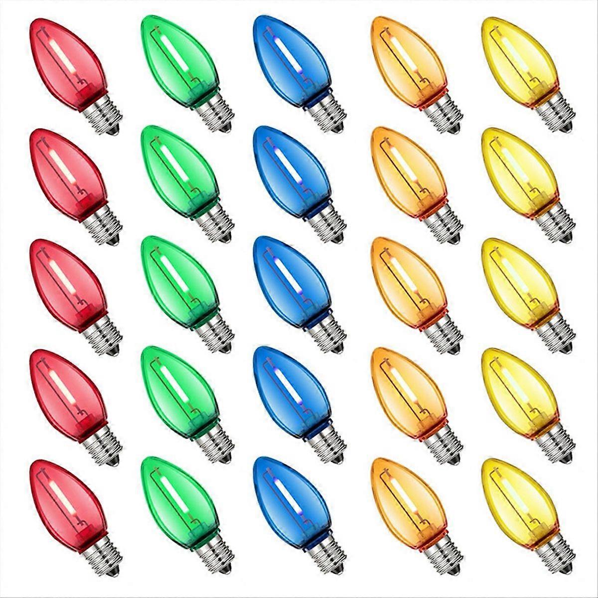 Packung Mit 25 Unzerbrechlichen, Mehrfarbigen Mini-led-birnen Aus Kunststoff, Ideal Zur Dekoration Von Dächern Oder Gärten Während Der Feiertage.