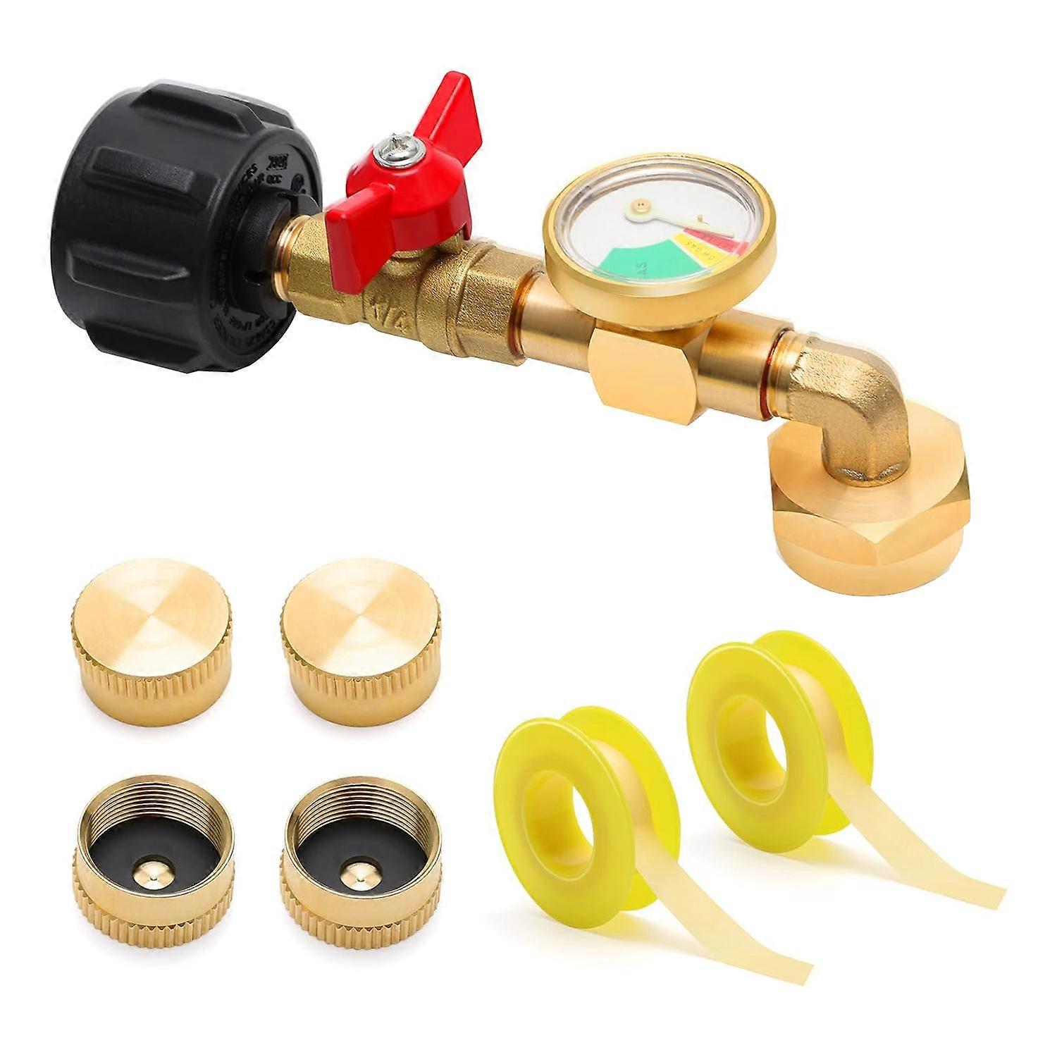 7-teiliger Propangas-fülladapter Mit Ventil Und Manometer Für Qcc1-propangastanks, 90-grad-propangas-fülldruckadapter