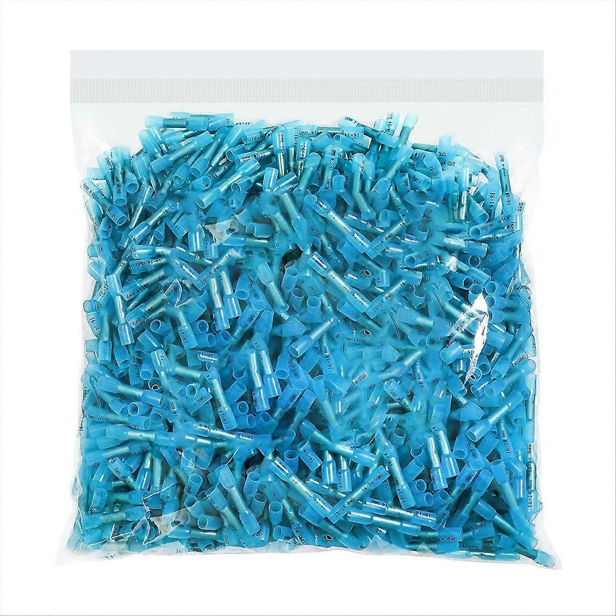 1000 Blaue Schrumpfschlauch-stoßverbinder 16-14 Awg, Seewasserbeständige, Isolierte Elektrische Steckverbinder