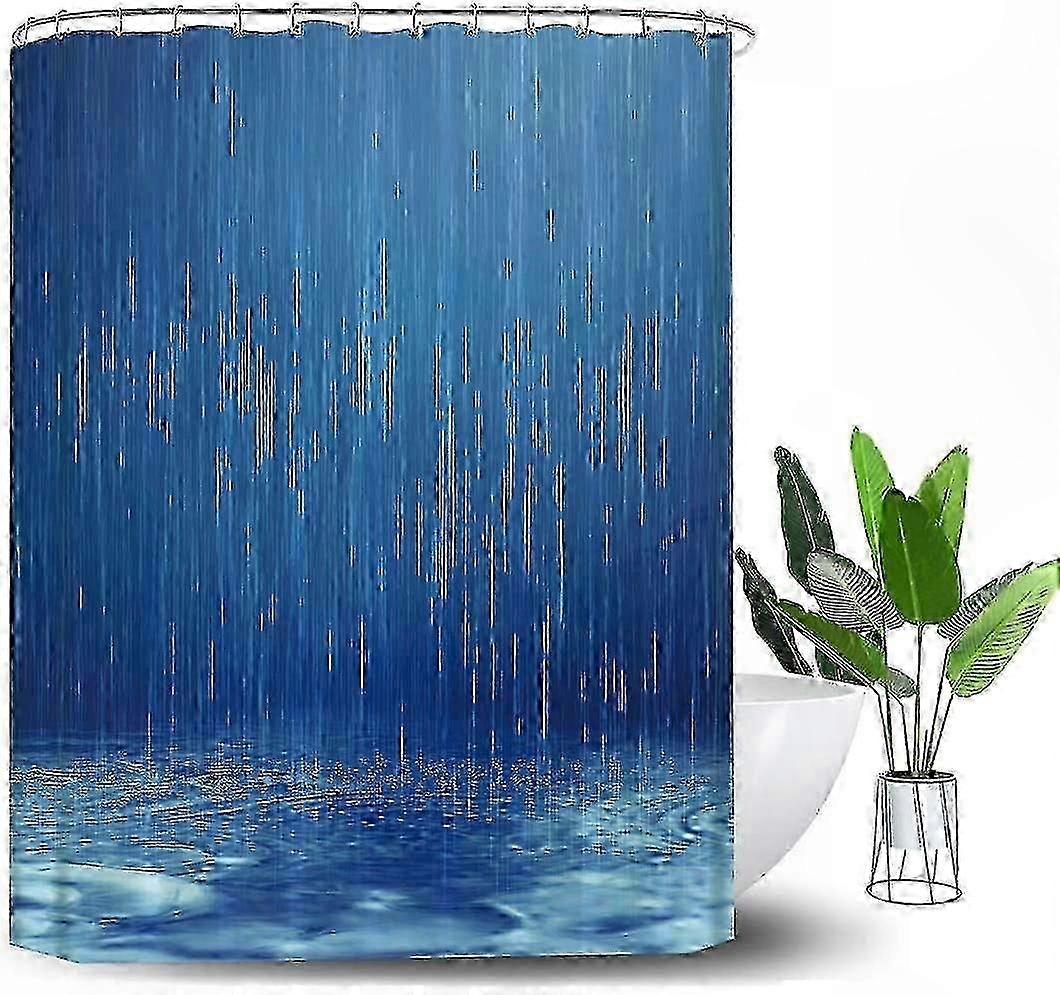 Wasserdichter Duschvorhang Aus Polyester Mit Haken, Waschbar Und Strapazierfähig, Modernes 3d-muster In Blau Für Das Badezimmer, Elegante Und Langlebige Inneneinrichtung