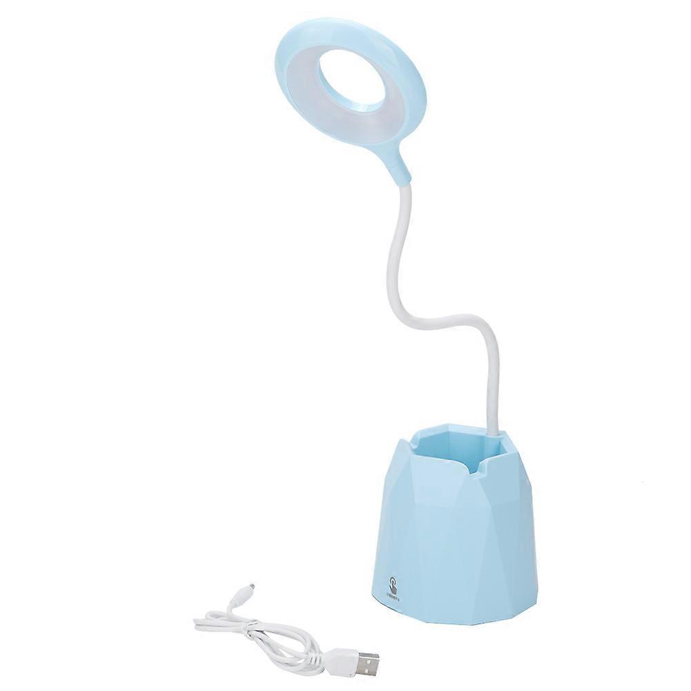 Wiederaufladbare Blaue Led-touch-tischleuchte, Integrierter Stifthalter, Vielseitiges Lesevergnügen, Sanftes Licht, Modernes Design, Usb-ladefunktion, Ideal Für Schreibtisch Und Nachttisch.