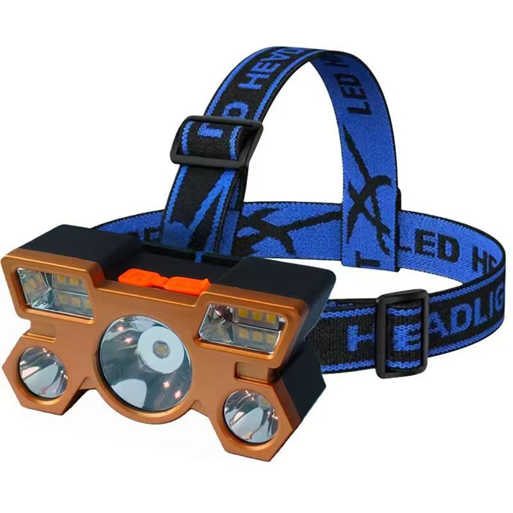 Wiederaufladbare Orange-blaue Led-stirnlampe, Leistungsstarke, Wasserdichte Stirnlampe Mit Großer Reichweite, Freihändige Beleuchtung Für Angeln, Camping, Wandern Und Heimwerkerprojekte.