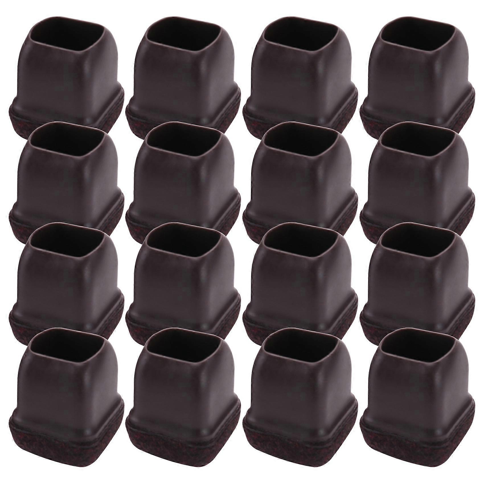 Set Mit 16 Braunen Silikon-stuhlbeinschonern, Quadratische Spitzen Mit Filzbeschichtung, Passend Für Durchmesser Von 1,4 Bis 1,9 Cm.