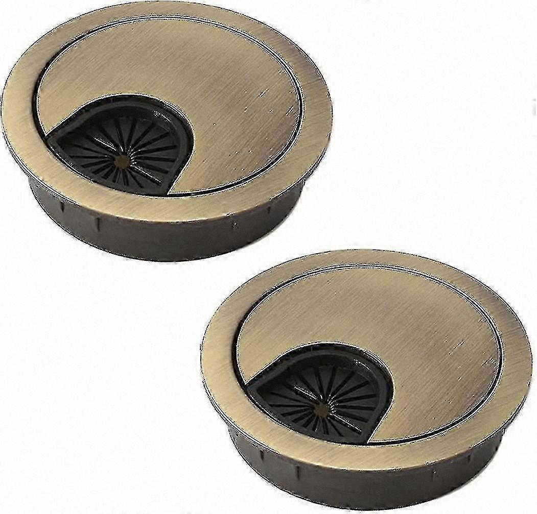 Set Mit 2 Kabeldurchführungen Für Den Schreibtisch, 60 Mm, Runde Metall-lochabdeckungen, Bronze, Tischkabelorganisatoren