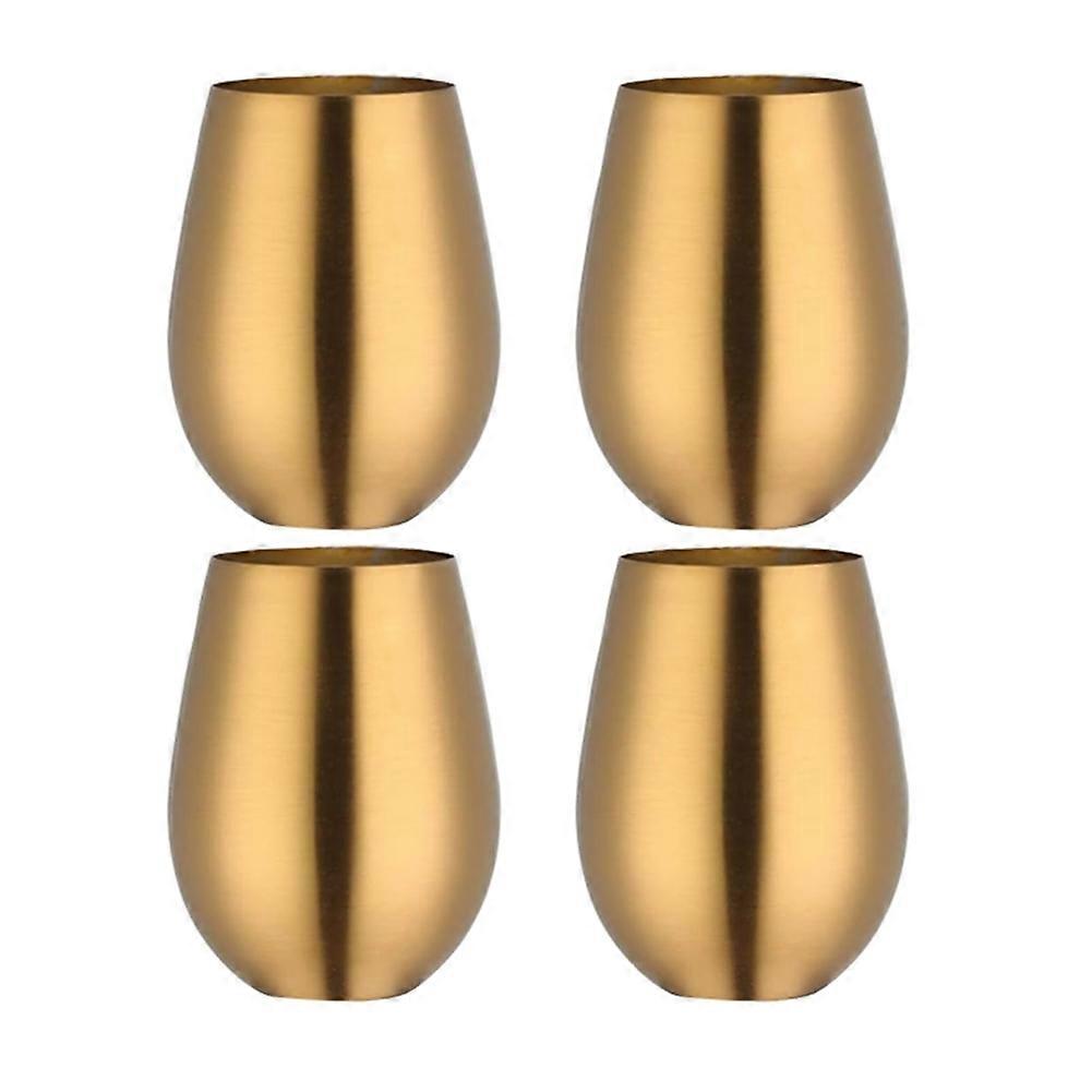 500 Ml (17 Oz) Edelstahl-weinglas Ohne Stiel, Tragbarer Becher, Ideal Für Pool, Camping, Grillen Und Reisen – 4er-set