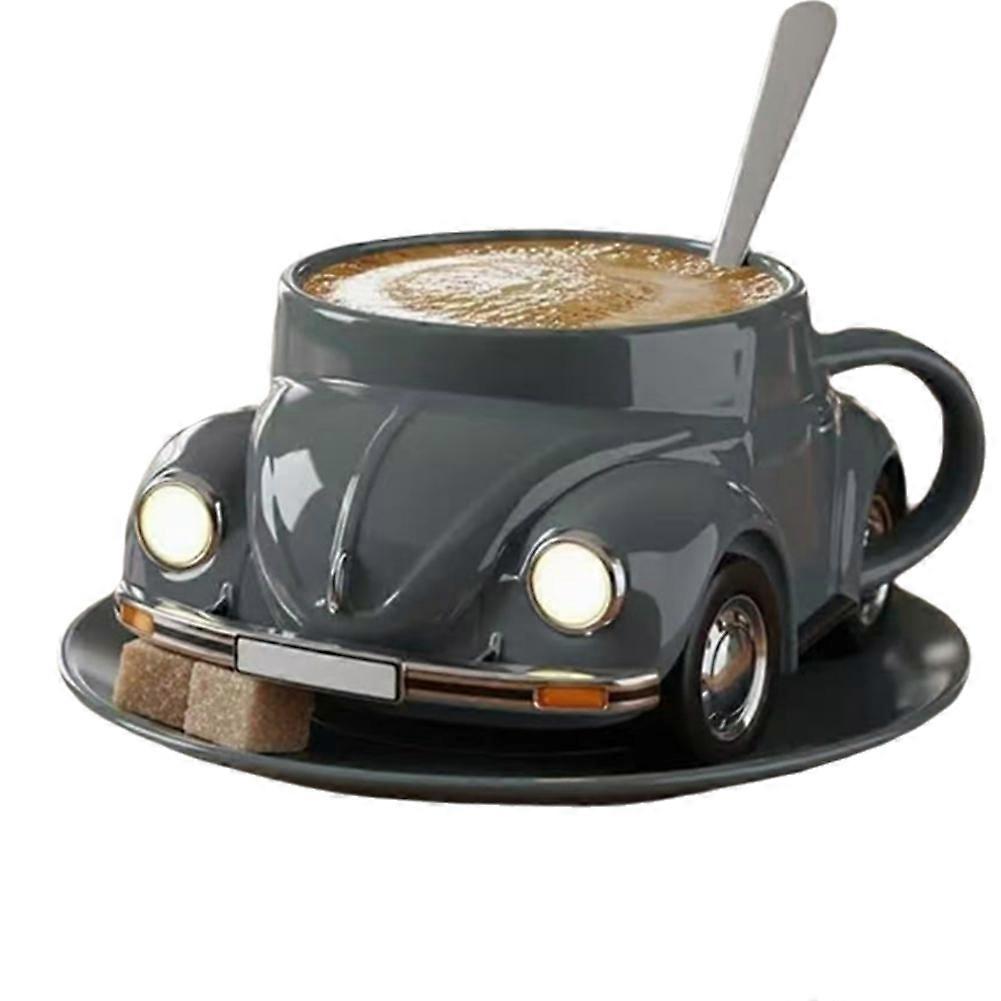 Origineller Und Hitzebeständiger Kaffeebecher, Großes Fassungsvermögen, Handdekoriert, Grau.