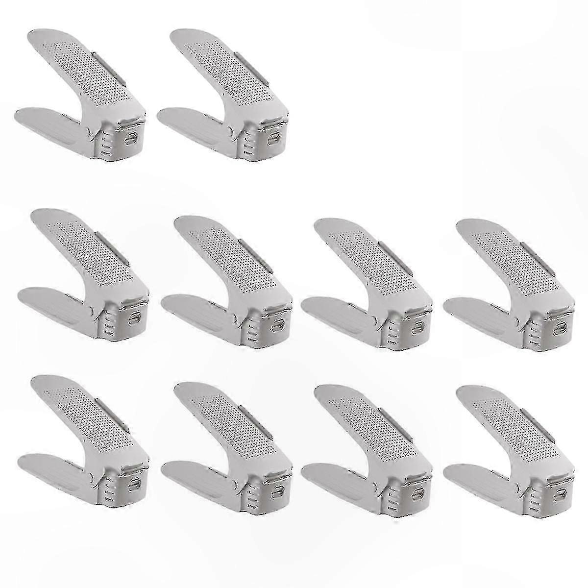 Set Mit 10 Stapelbaren Schuhregalen, Zweistöckiger, Platzsparender Organizer, Grau
