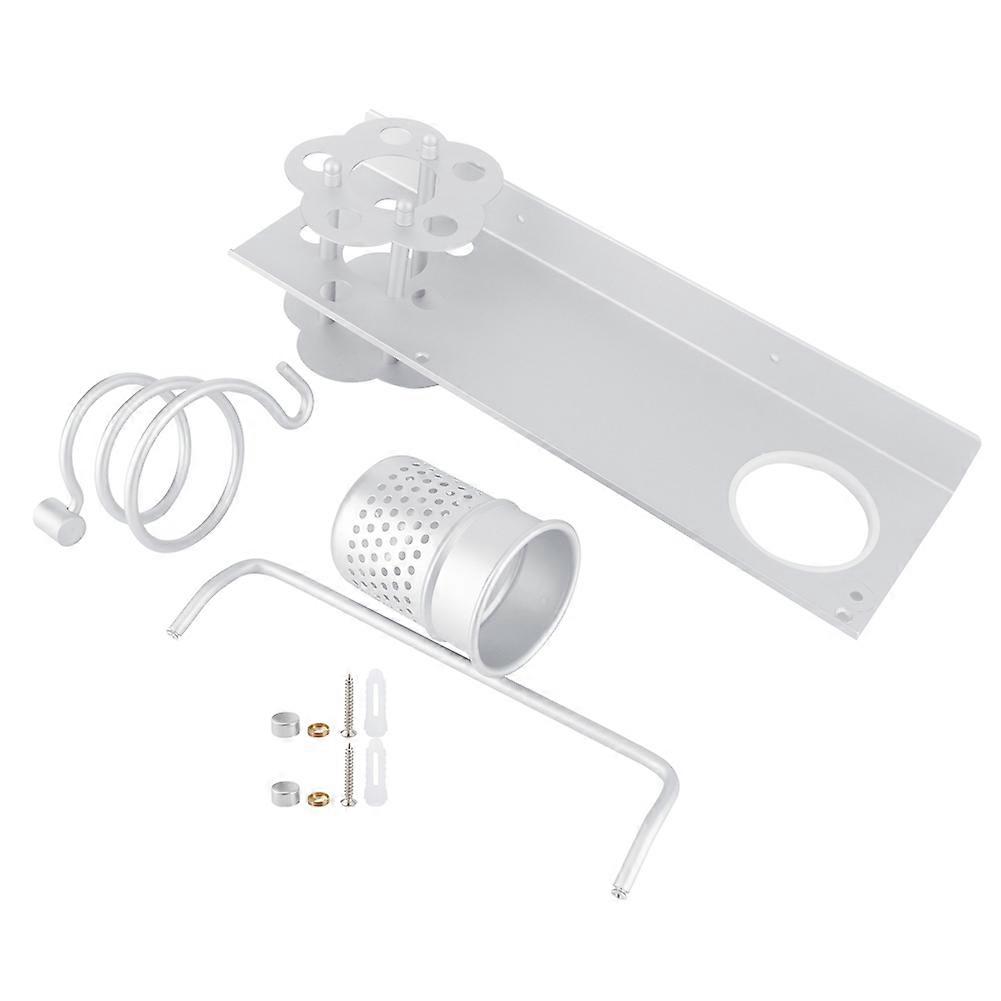 Wandmontierter Handtuchhalter Aus Aluminium Für Badezimmer, Ablage Mit Taschentuchbox, Hängeaccessoires-set, Silberfarbene Ausführung, Robust Und Modern.