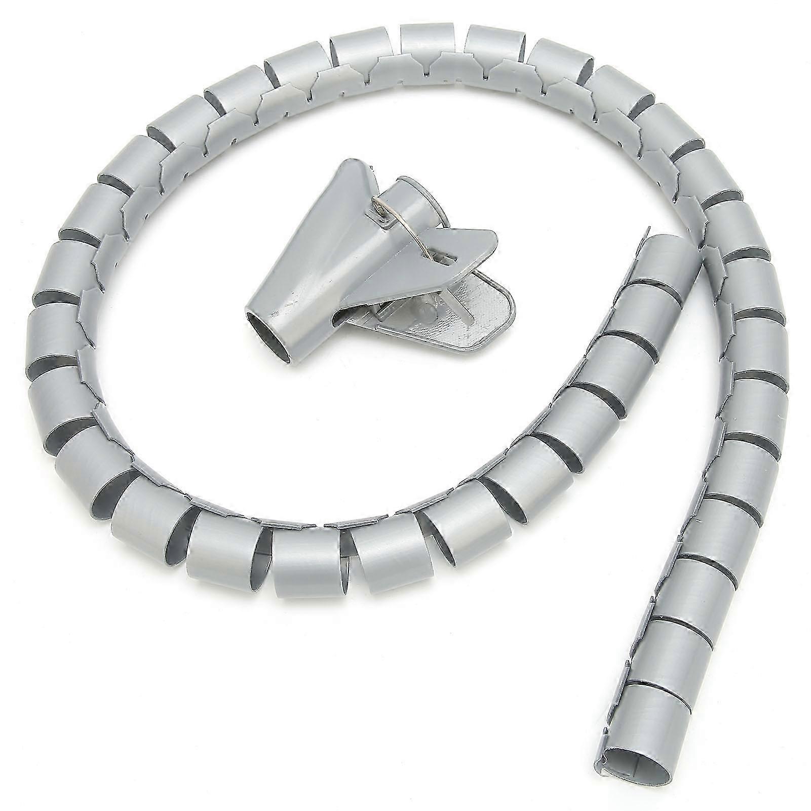 Spiralkabel-organizer-schlauch, Grau, 16 Mm Rollbarer Schutzschlauch, 10 M Mit Clips, Offener Flexibler Kabelmanagement-schlauch.