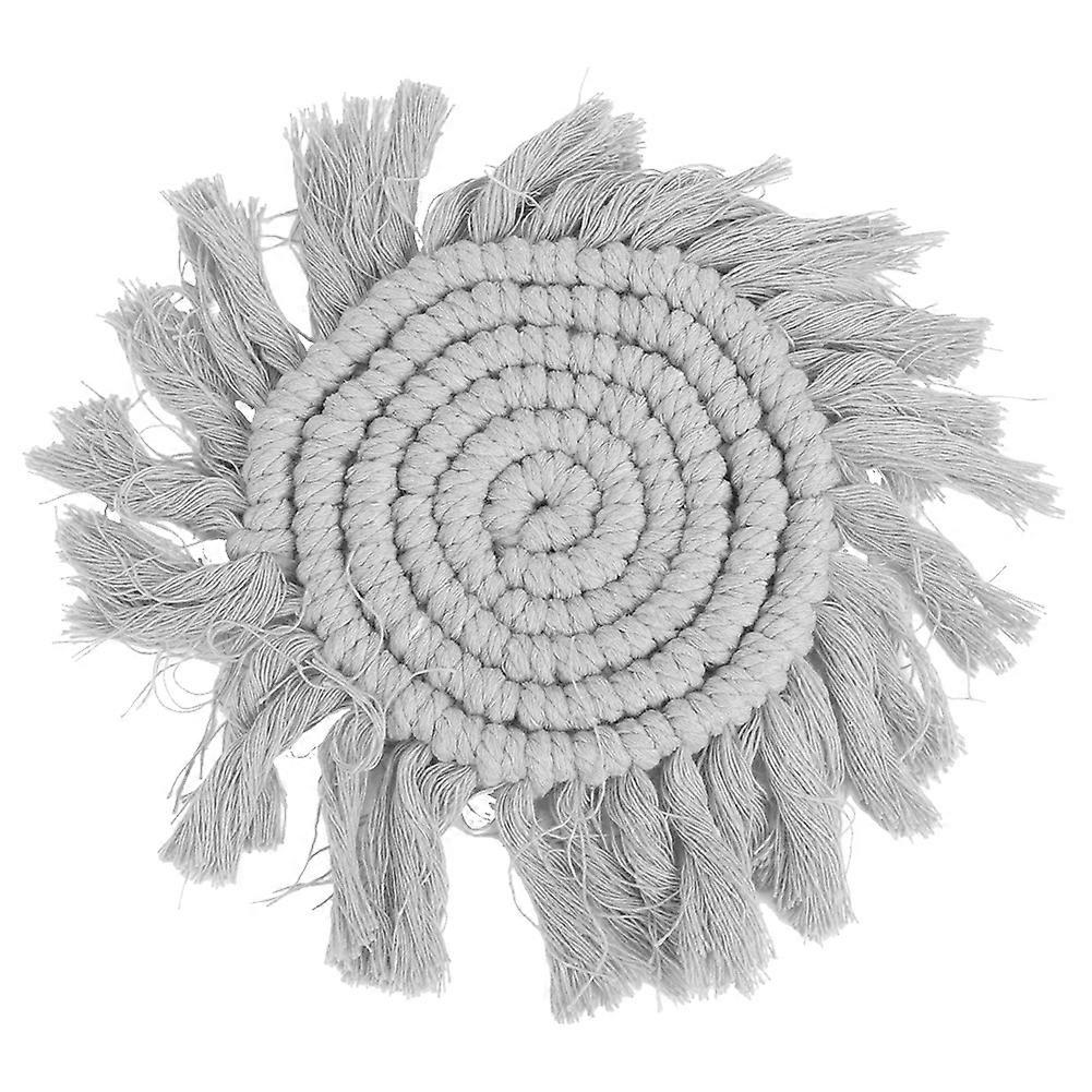 Rundes, Graues, Handgewebtes Platzset, Untersetzer Und Becherset, Wärmeisolierend, Wohnaccessoire, Elegante Runde Matte Für Cafés (1er-set)
