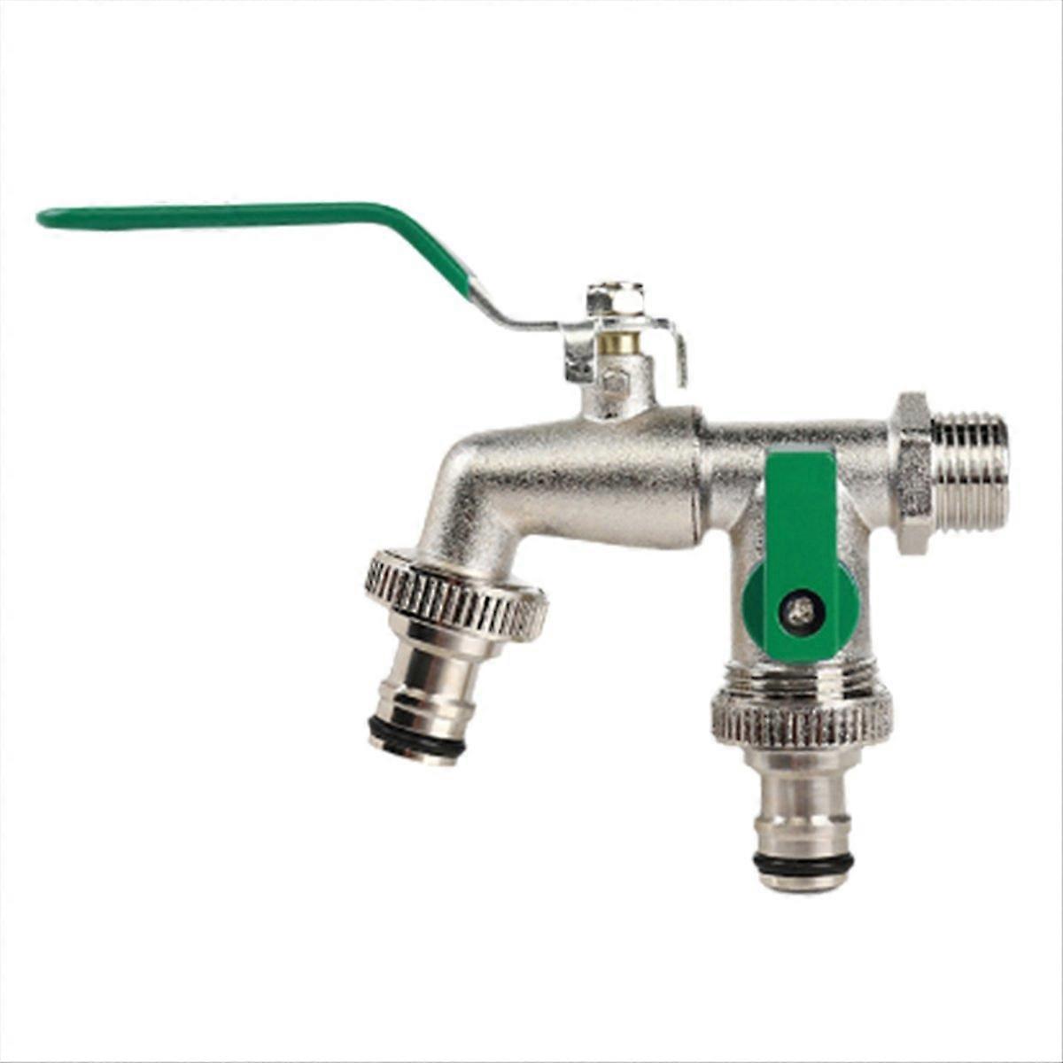 Doppelt Steuerbarer Gartenhahn Aus Aluminiumlegierung, Ersatzadapter Für Den Wasserdurchfluss, Doppeldüsenhahn Mit Griff, Leicht Zu Öffnen/schließen.