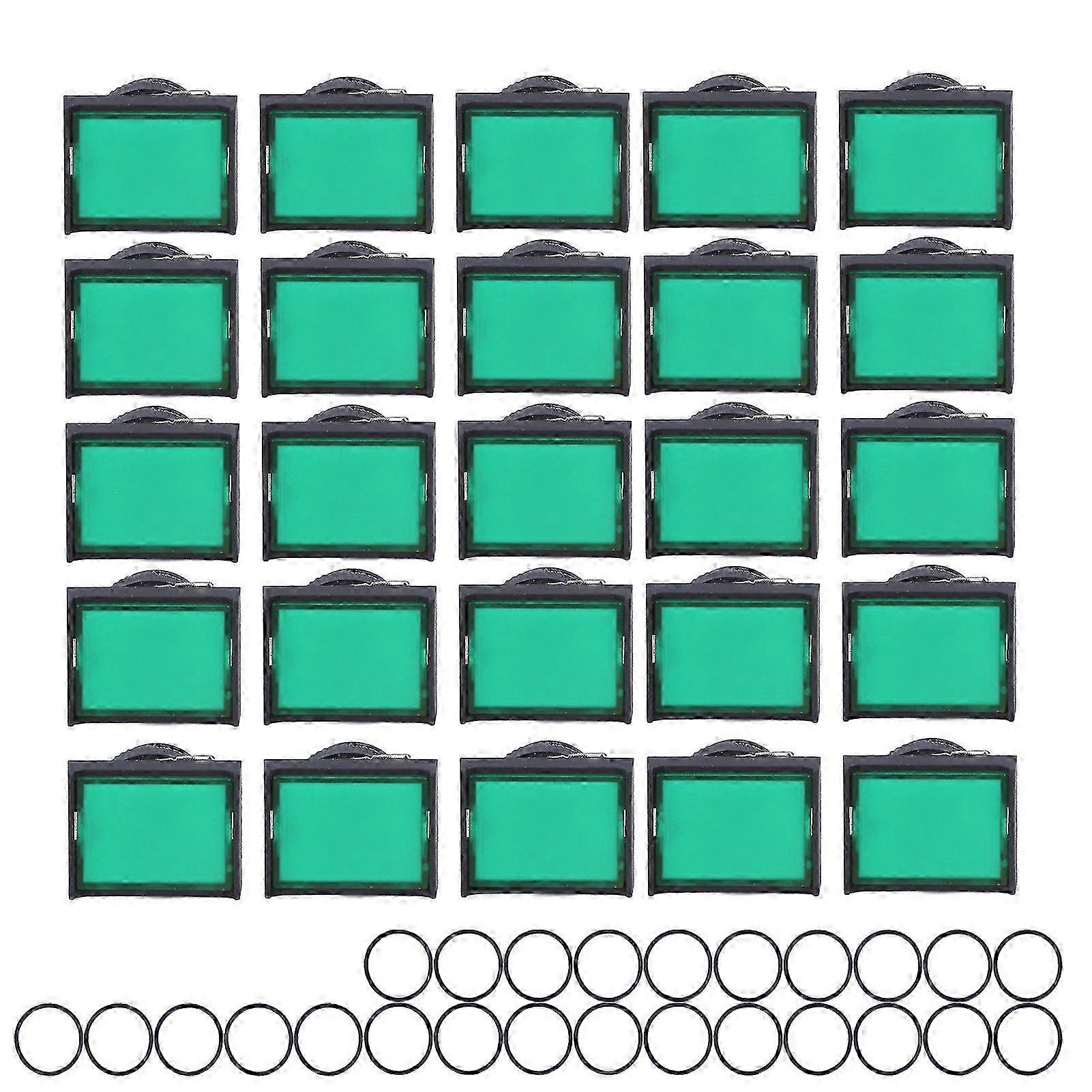 Beleuchteter, Selbsthaltender Drucktaster 12v 16mm Grün - Packung Mit 25 Rechteckigen Momentarretierungsschaltern Bemla1611dsj, Led-steuerung Für Bedienfeld.