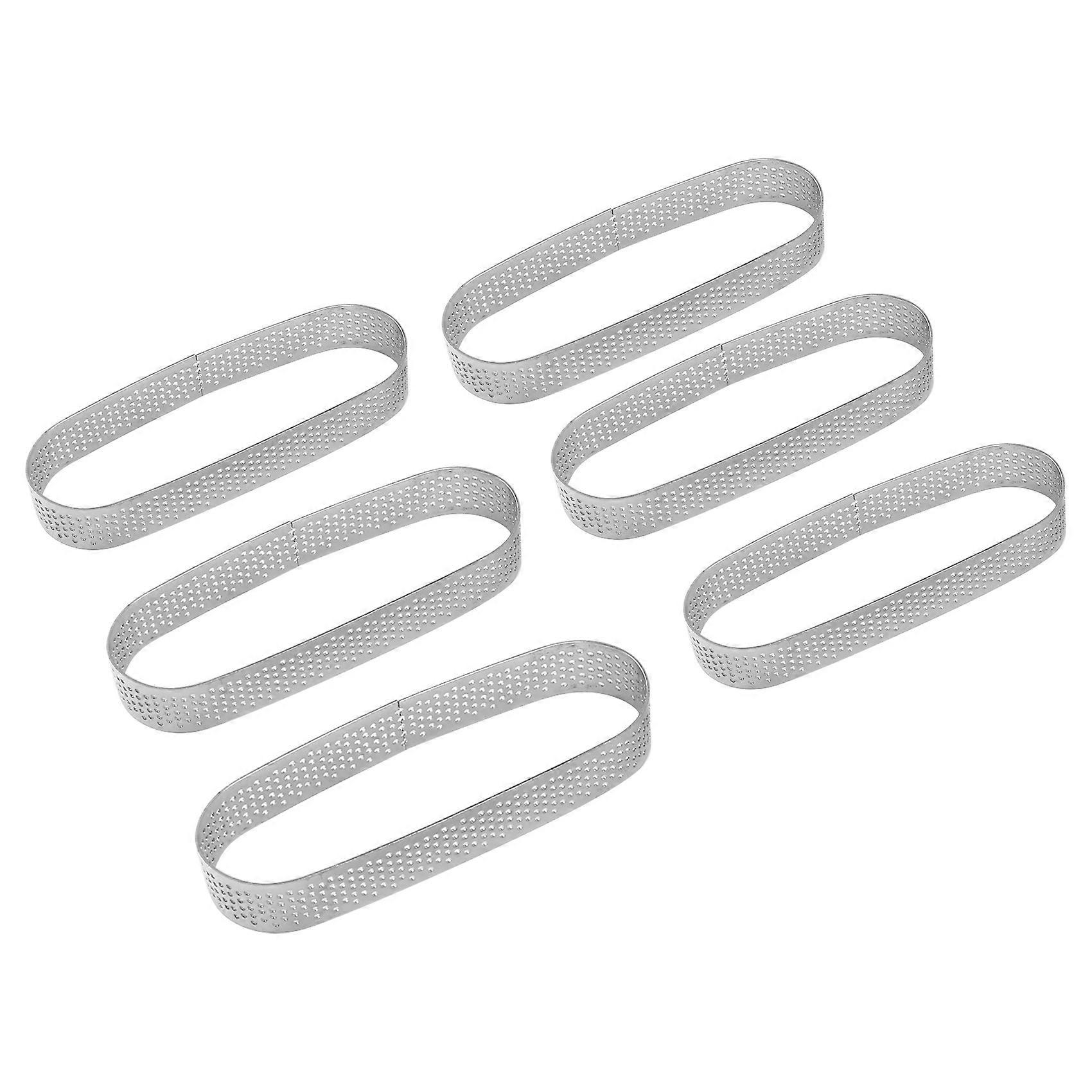 6 Perforierte Ovale Törtchenringe Aus Edelstahl, Mousseformen Für Französische Desserts Und Tortendekoration.