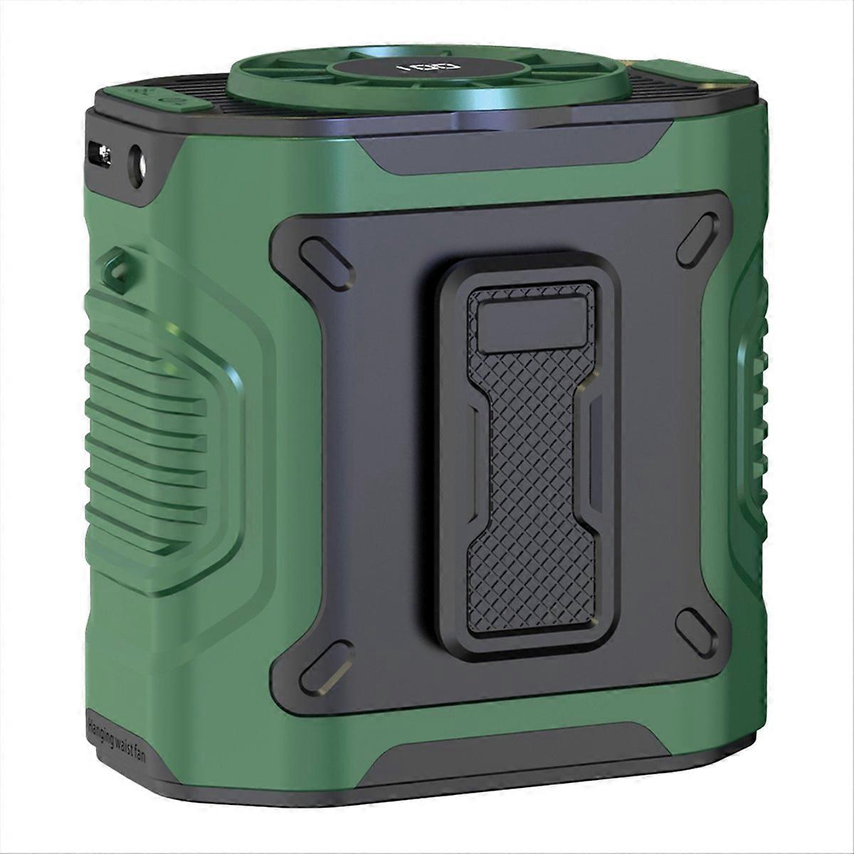 Wiederaufladbarer Hüftventilator Zum Tragen Am Gürtel, An Der Kleidung Oder Am Körper, 5000 Mah, Freihändig, Für Optimale Kühlung Von Nacken Und Taille (grün).
