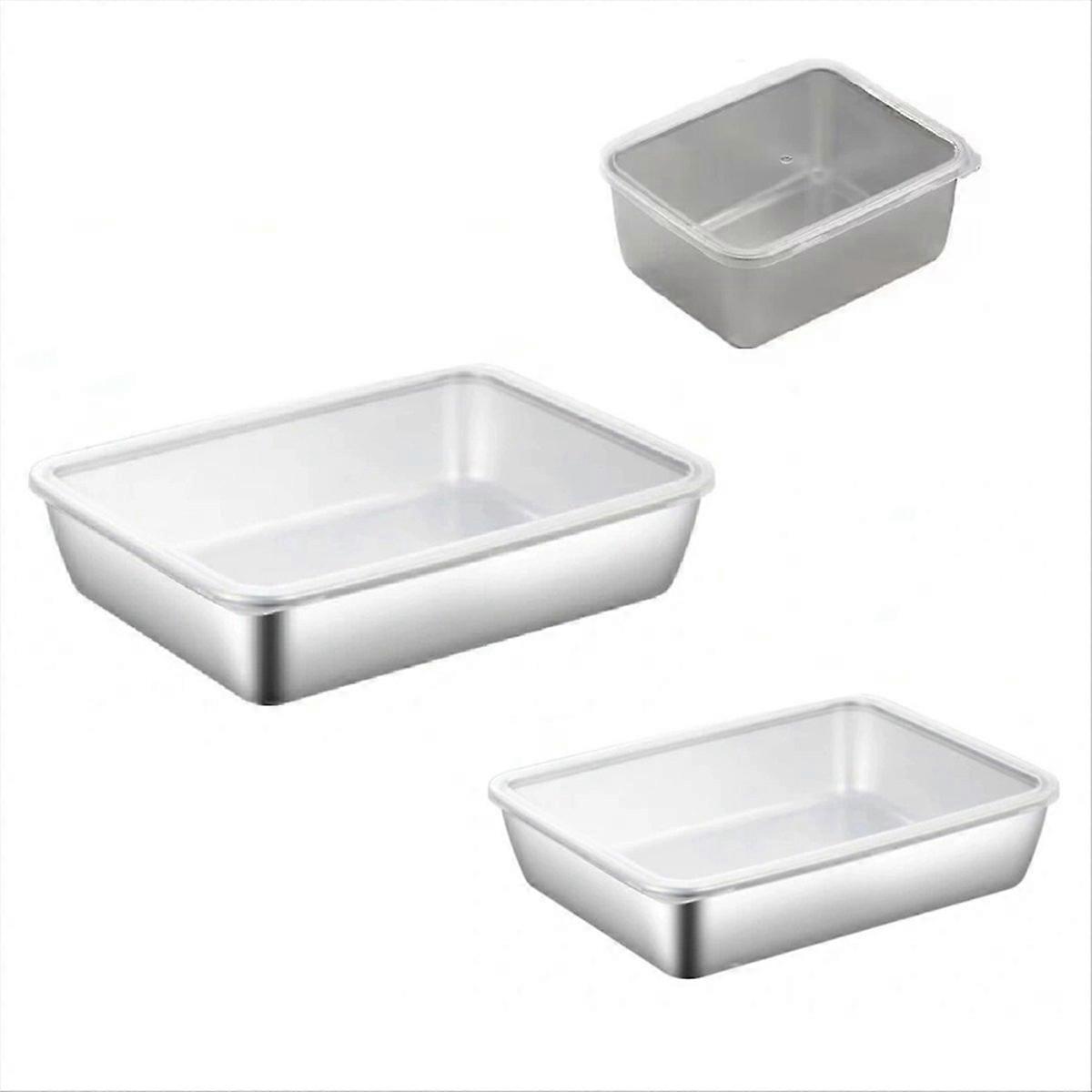 Set Aus 3 Serviertabletts Mit Deckeln, Küchenorganizer Und Lebensmittelbehälter