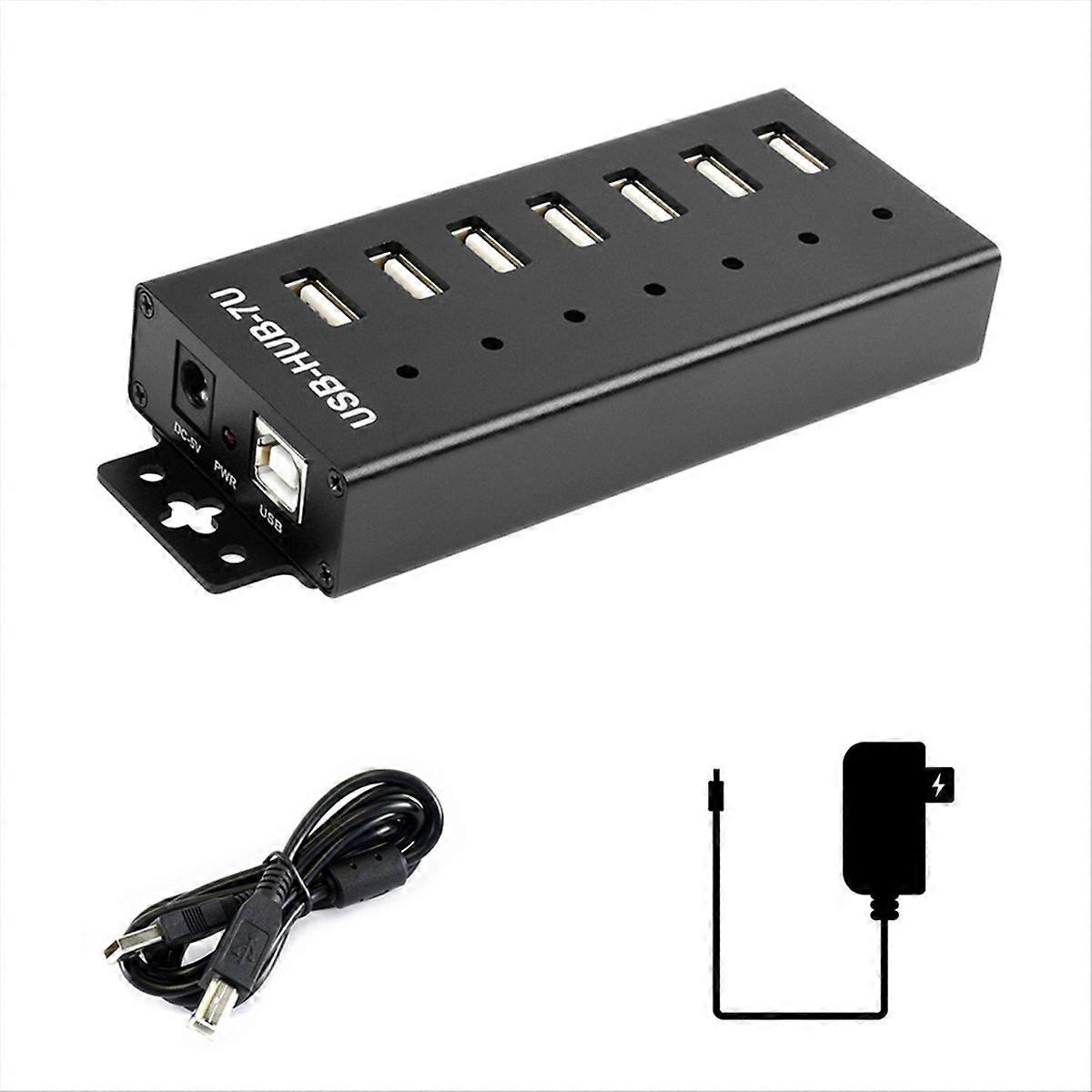 Industrieller 7-port Usb 2.0 Hub Mit Erweiterungsadapter Für Windows 11/10/8 Und Linux, 5v Netzteil Und Europäischem Stecker.