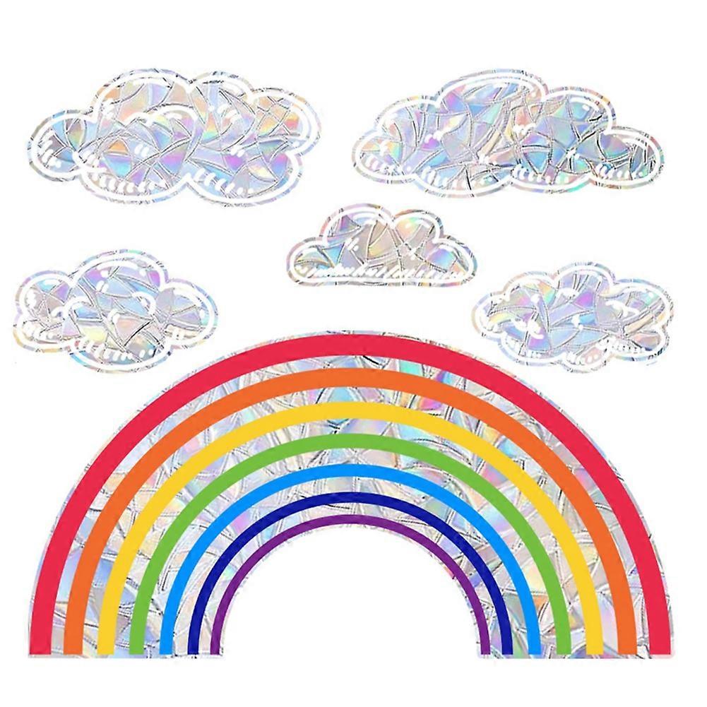 Fensteraufkleber Mit Regenbogenwolkenmuster, Prismatische Aquarell-sonnenfänger, Stoßdämpfende Vinyl-fensteraufkleber