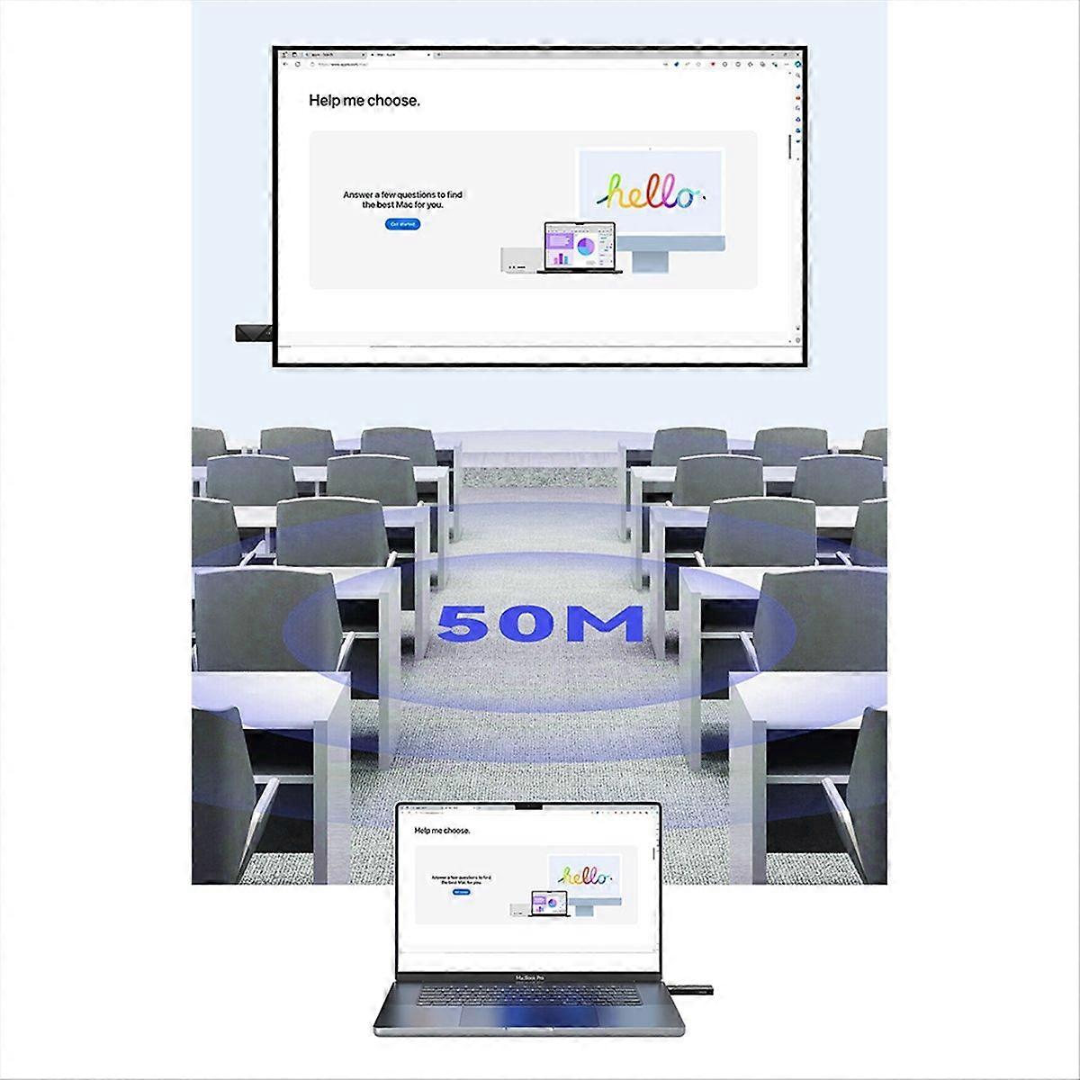 Drahtloser Display-empfänger Und -verlängerungsadapter, Kompatibel Mit 60 Hz, 50 M, 1080p, Für Pc Und Projektor.