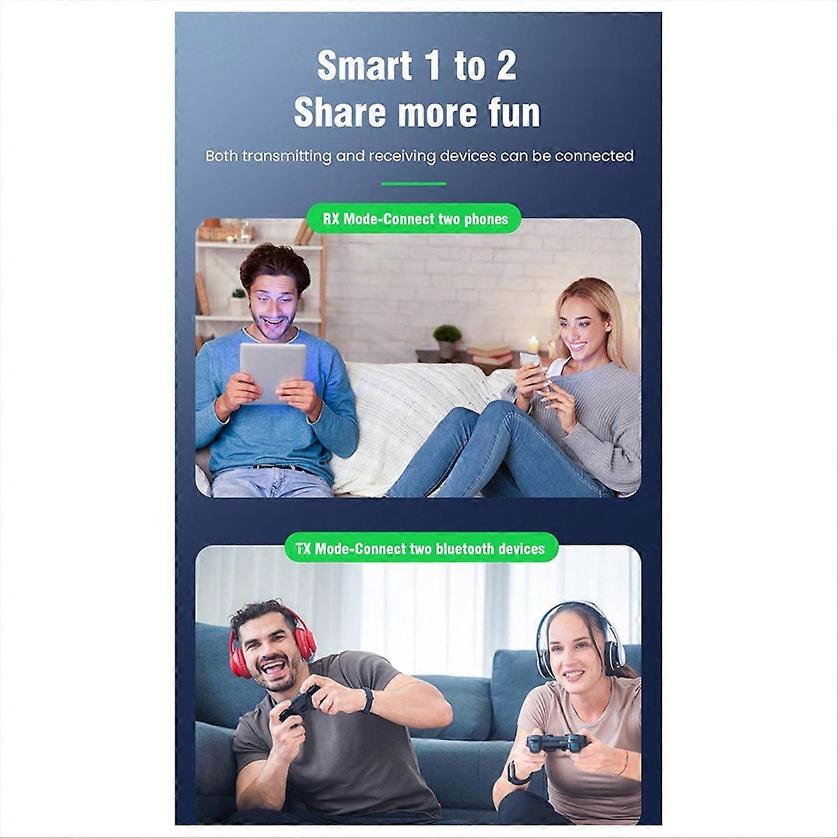 Verbesserter Qcc5.4 Bluetooth-adapter, 2-in-1 Bluetooth-sender-empfänger Für Fernseher, Computer Und Zwei Geräte (flugzeug).